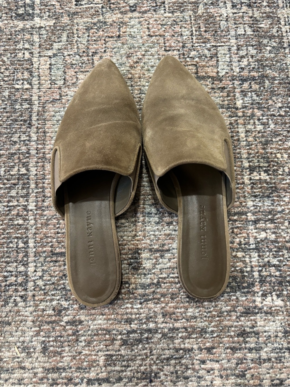 Jenni Kayne Suede Pointed-Toe Slip-On Mules in Brown